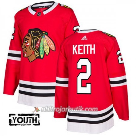 Barn Ishockey Chicago Blackhawks Tröja Duncan Keith 2 Adidas 2017-2018 Röd Authentic